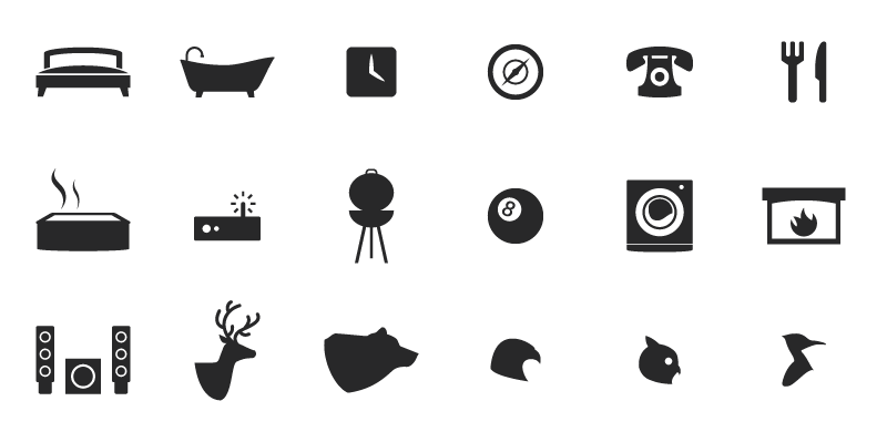 Icons designed for the Bent Tree Cabin Rental website.