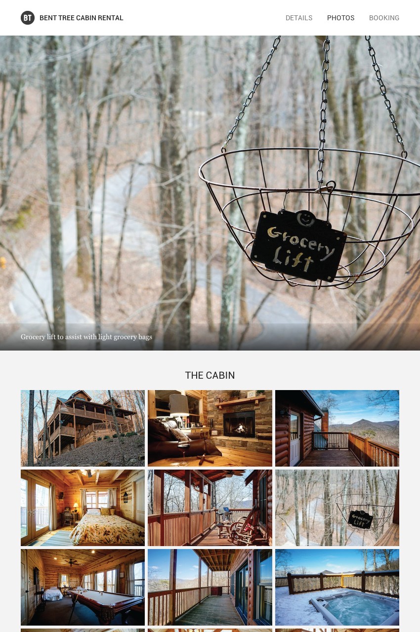 The Bent Tree Cabin Rental photo gallery.