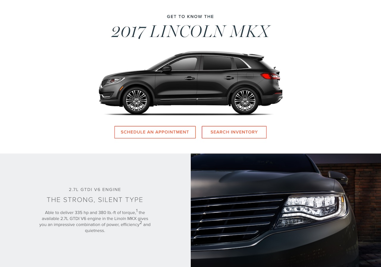 A quick look at the Lincoln MKX Why Buy page.