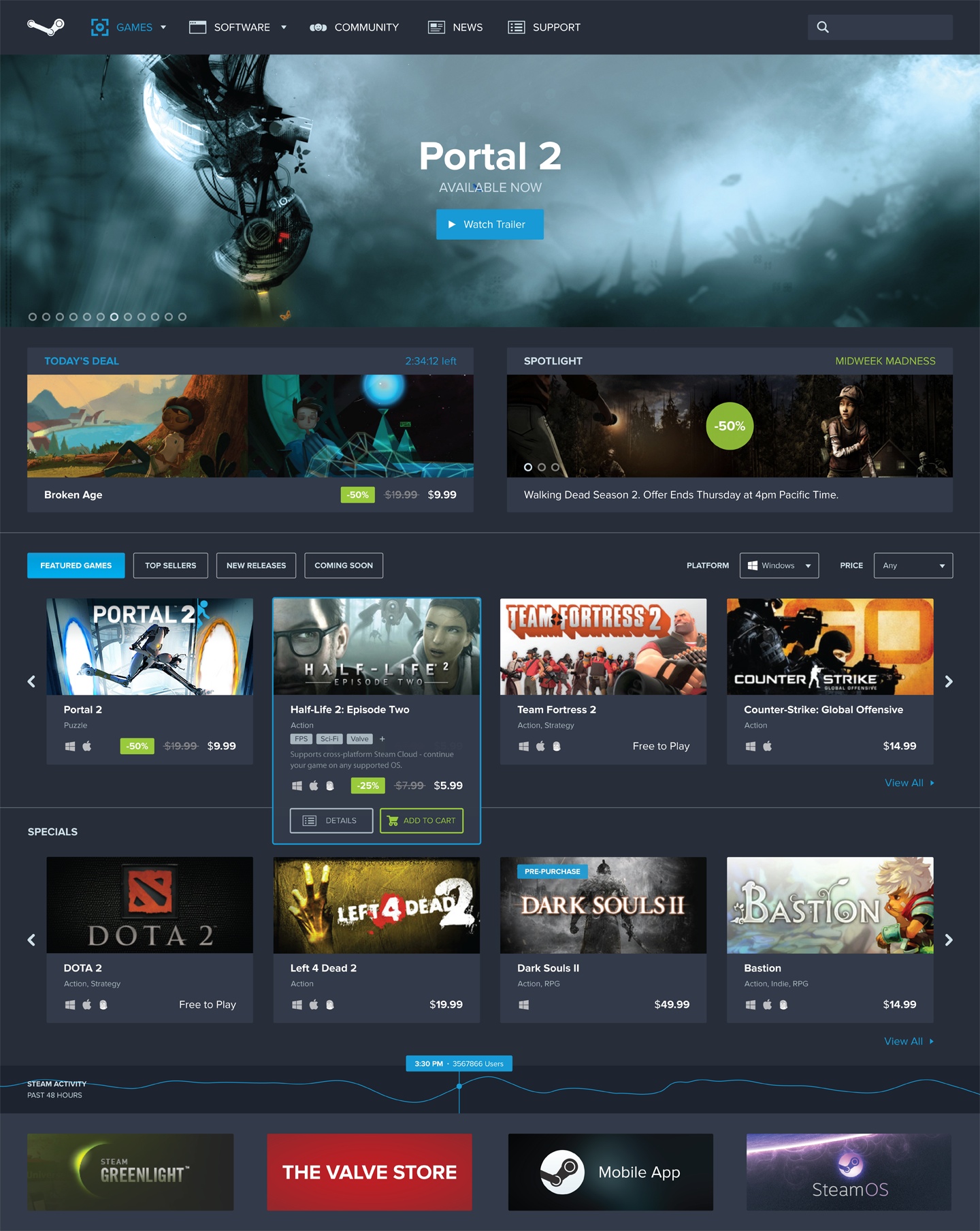 Steam Store Redesign for desktop.